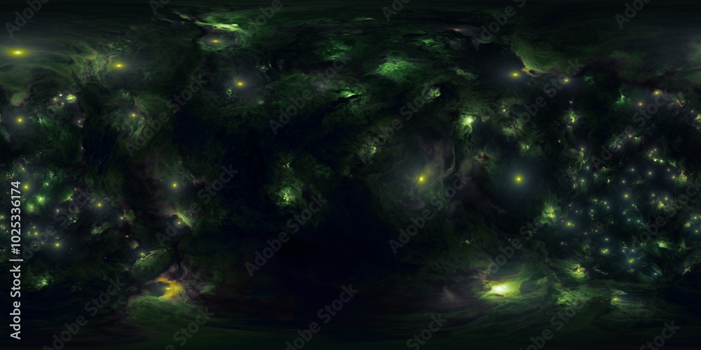 Canvas Prints 12k hdri space environment map with green nebula and stars in seamless 360 degree skybox for vr and 