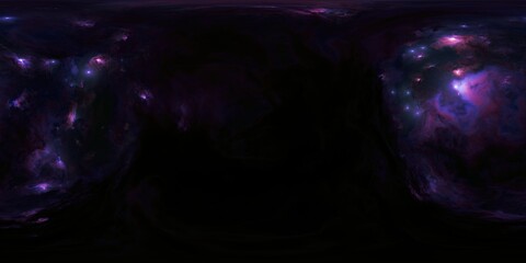 Stunning starry sky HDRi with purple nebula and cosmic clouds in 360&deg;