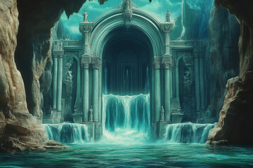 Atlantis backdrop architecture building nature.
