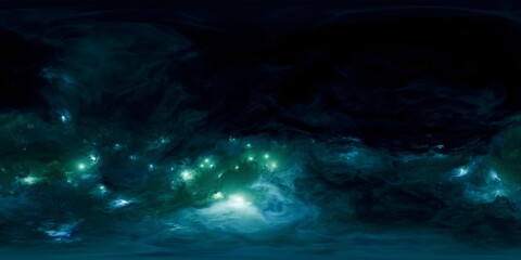 360 panoramic  environmental equirectangular projection of deep space galactic nebula and stars hdri map