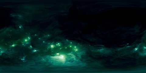 High-resolution HDRi of distant galaxies and green swirling nebulae