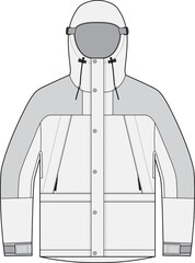 Hooded Jacket Fashion Illustration Parka Mock-up Template for Design and Tech Packs Front and Back Views © 212069668