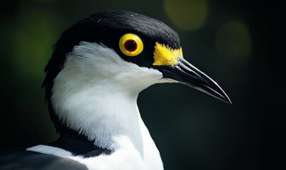 Naklejka premium Portrait of a wild adult masked lapwing (Vanellus miles) in soft natural light