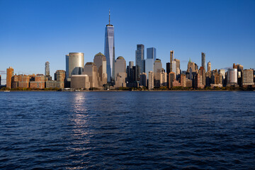 Fototapeta premium New York, United States. New York city skyline in Midtown Manhattan. USA, NYC, NY, Manhattan. American big city. Lower Manhattan skyline. I love NYC, New York.