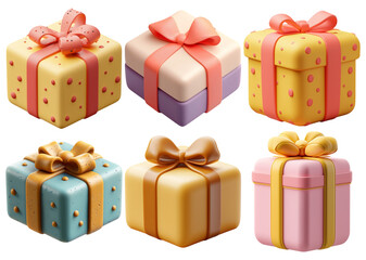 Colorful Gift Boxes with Decorative Ribbons and Bows