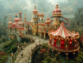 Fototapeta premium Enchanted Carnival: A Miniature Fantasy World