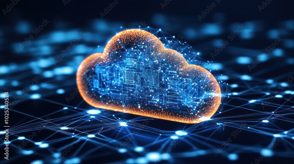 Poster Abstract Cloud Computing Network Illustration