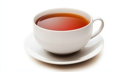 For breakfast or dinner, a white background displays a cup of tea.