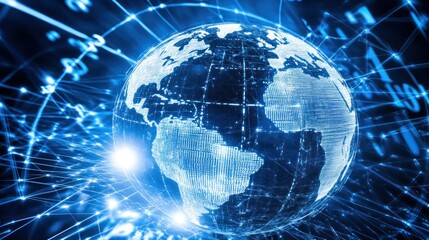 Naklejka premium A Digital Representation of the Earth with Glowing Network Connections