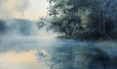 Fototapeta premium morning mist, water
