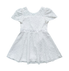 White dress for child girls isolated on transparent background, PNG File