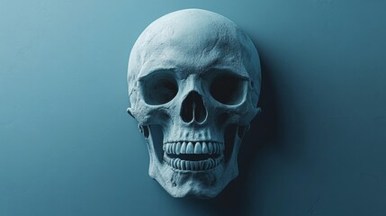 Fototapeta premium A skull is shown in a blue background