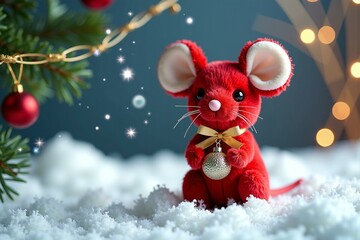 christmas card with mouse