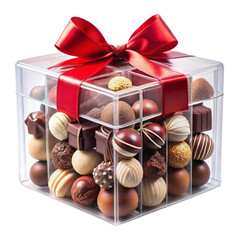 Christmas chocolate gift box tranceperant background