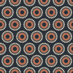 Black Orange Sun Burst Seamless Vector Repeat Pattern