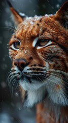 Obraz premium Close-Up Portrait of a Lynx in the Snow