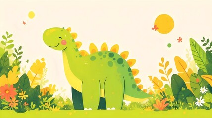 Obraz premium illustration of a dinosaur in a meadow