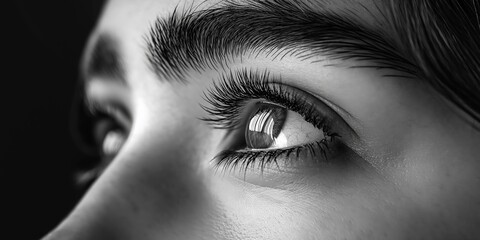 Obraz premium Close-up of a woman's face with a tear falling, illustrating the concept of mental health struggles and depression in a minimalistic style
