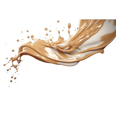 A splash of latte isolated on a transparent background, png