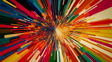 Abstract background with colorful lines radiating out from the center, creating a sense of speed and motion.