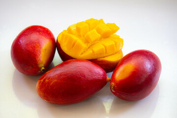 Brazilian mangoes of the Palmer species, ripe and isolated