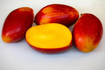 Brazilian mangoes of the Palmer species, ripe and isolated