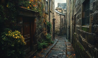 narrow streets in the old town of Edinburgh