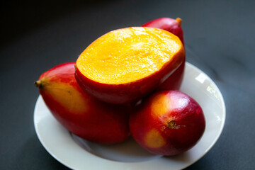 Brazilian mangoes of the Palmer species, ripe and isolated