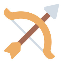 Crossed bow and arrow icon. Represents archery tools.