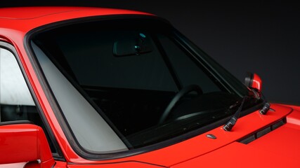Windshield on a red car