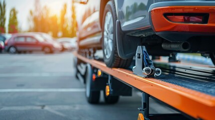 A Car Being Loaded onto a Flatbed Tow Truck