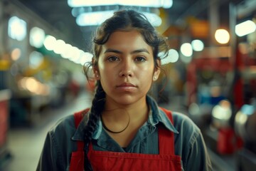 Portrait of a young adult Hispanic female Assembly Line Worker