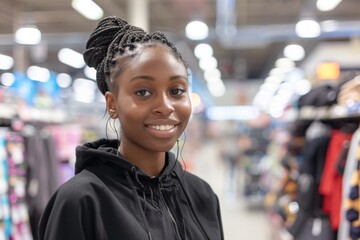 Young adult african american female retail sales associate