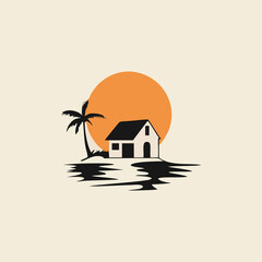 simple beach house design logo