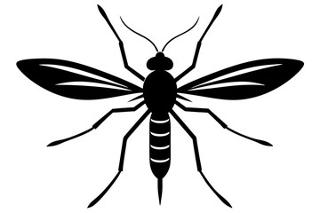 Mosquito silhouette, Bloodsucking icon black symbol vector, Close up mosquito silhouette

