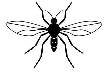 Mosquito silhouette, Bloodsucking icon black symbol vector, Close up mosquito silhouette


