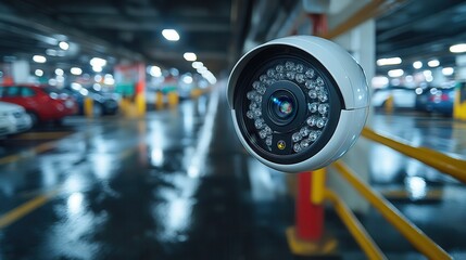 Modern CCTV Camera in a Parking Garage Environment