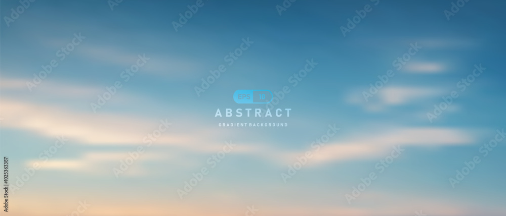 Poster evening sky abstract gradient vector background. Blue sky and white cloud abstract gradient vector background.