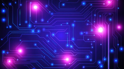 Obraz premium Abstract Circuit Board with Glowing Blue and Pink Lights