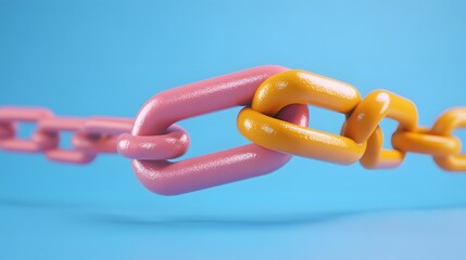 Close-up of a Pink and Yellow Chain Interlocking