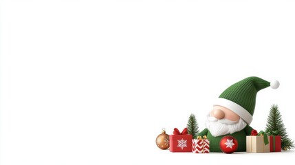 Festive Santa with Christmas Gifts and Decorations