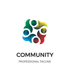 The community logo has four circular objects in the form of objects or people with their own colors