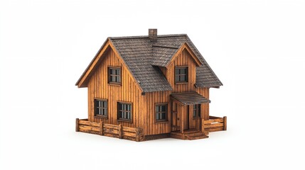 a wooden house with a gray roof