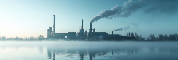 Naklejka premium A large industrial plant is emitting smoke into the air