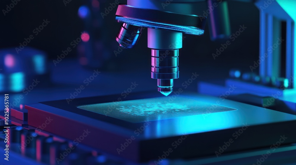 Aufkleber a close-up of a microscope examining a circuit board