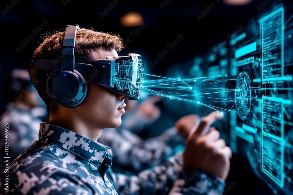 Aufkleber Data stream visualizations in a futuristic environment where information flows as 3D holographic lines, with cyber warriors navigating these streams to protect critical networks