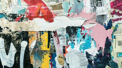 Fototapeta premium A Wall Covered in Layers of Torn and Faded Posters