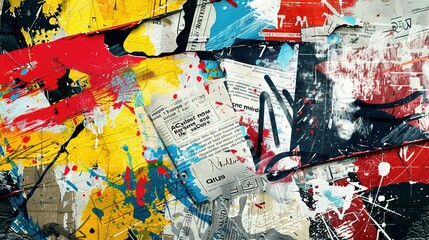 Fototapeta premium Abstract Art Composition of Torn and Overlapping Posters