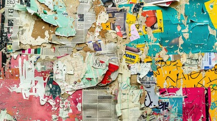 Fototapeta premium A Wall Covered in Layers of Torn and Weathered Posters