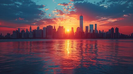 Fototapeta premium New York City Skyline at Sunset